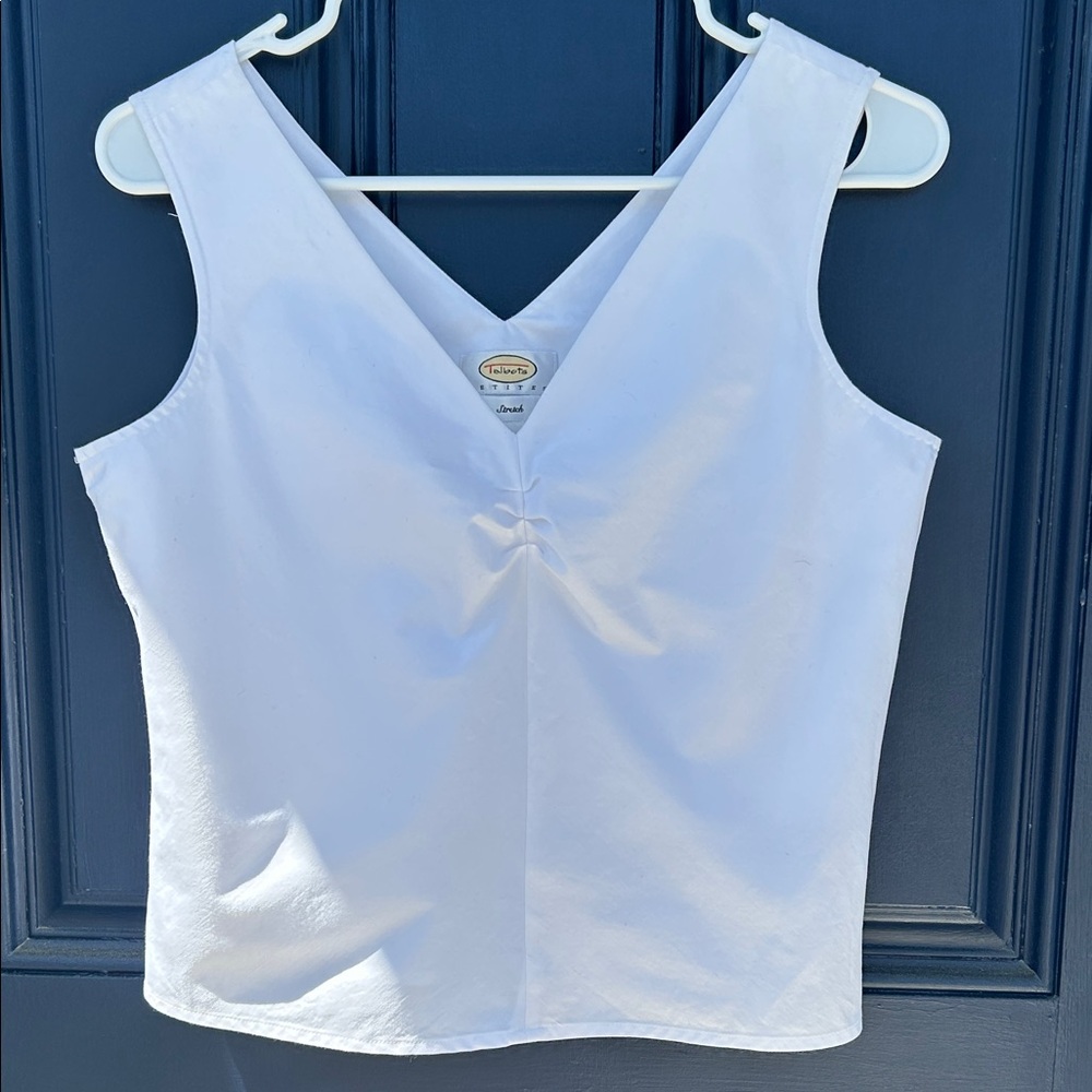 Talbots White cotton ruched shell from Size 8